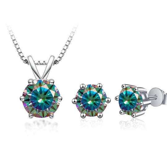 3Ct Moissanite Necklace Earrings Set 925 Sterling Silver GRA Cert Wedding
