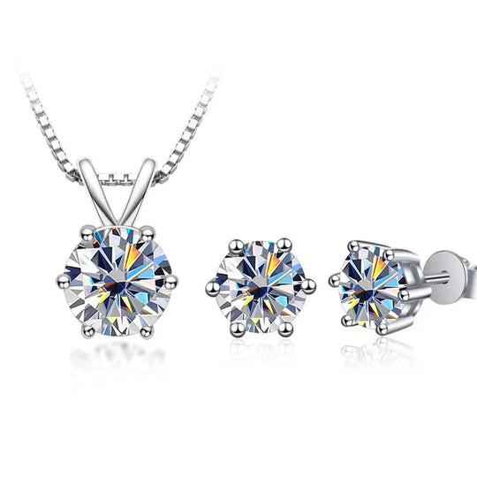 3Ct Moissanite Necklace Earrings Set 925 Sterling Silver GRA Cert Wedding