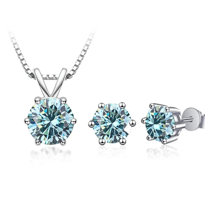 3Ct Moissanite Necklace Earrings Set 925 Sterling Silver GRA Cert Wedding