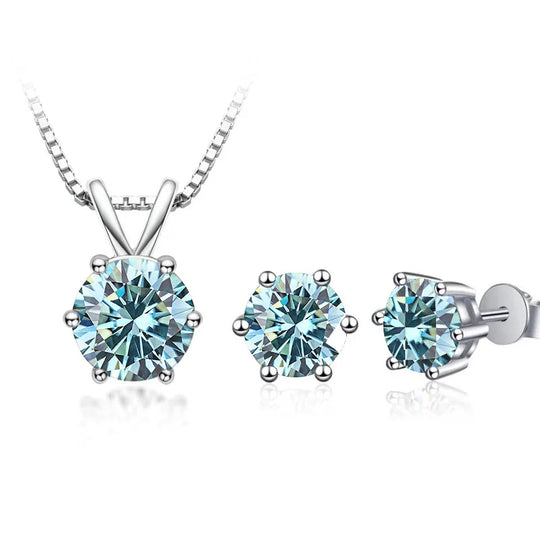 3Ct Moissanite Necklace Earrings Set 925 Sterling Silver GRA Cert Wedding