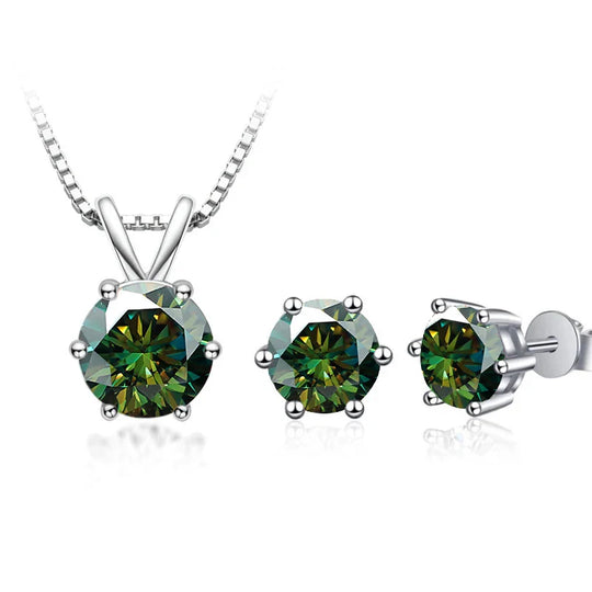 3Ct Moissanite Necklace Earrings Set 925 Sterling Silver GRA Cert Wedding