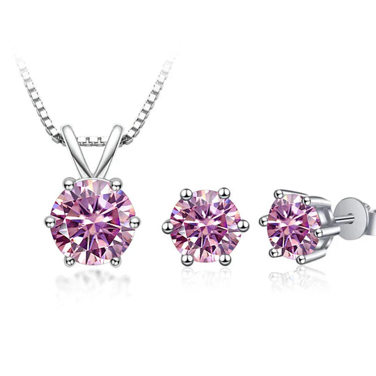 3Ct Moissanite Necklace Earrings Set 925 Sterling Silver GRA Cert Wedding