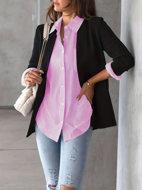 Classic Striped Casual, Business, Versatile Four Seasons Can Wear A Long-sleeved Shirt.