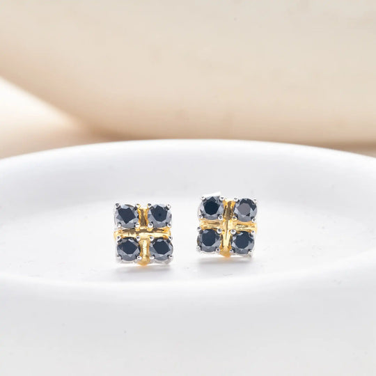 3mm Black Moissanite Stud Earrings 925 Sterling Silver Certified Gift