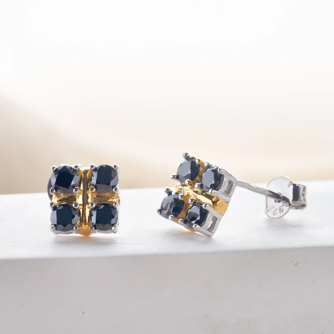 3mm Black Moissanite Stud Earrings 925 Sterling Silver Certified Gift