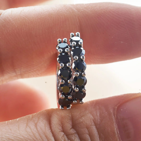 3mm Black Moissanite Stud Earrings 925 Sterling Silver Certified Gift