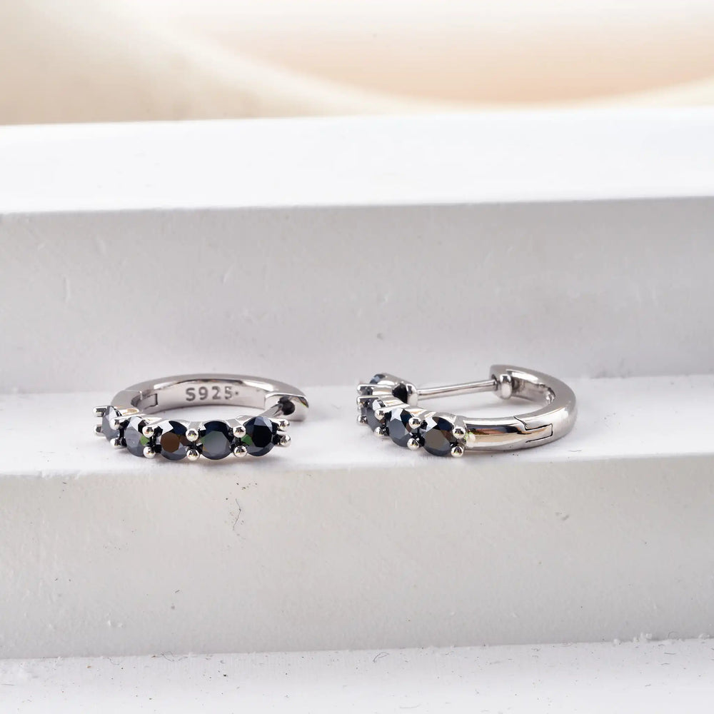 3mm Black Moissanite Stud Earrings 925 Sterling Silver Certified Gift
