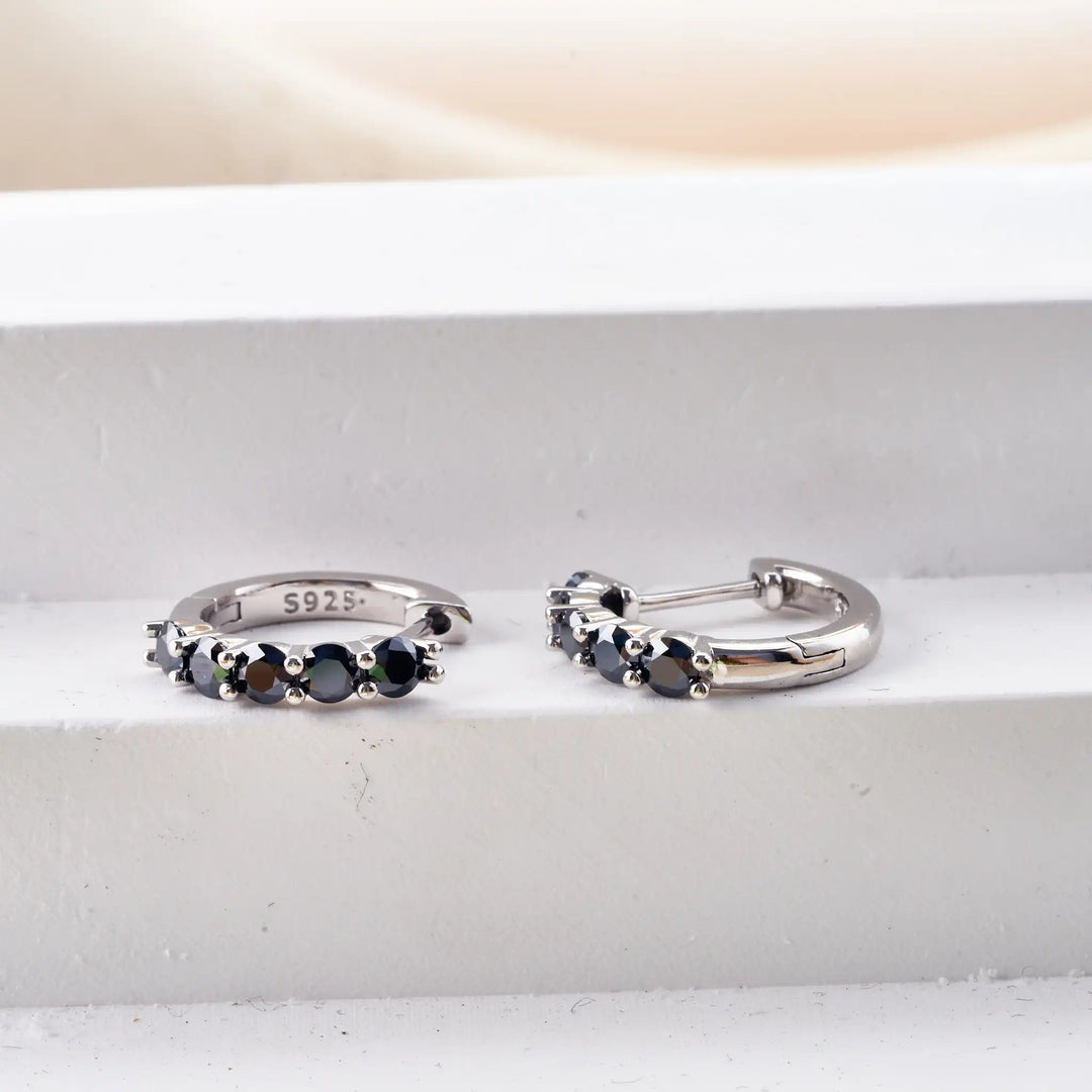 3mm Black Moissanite Stud Earrings 925 Sterling Silver Certified Gift
