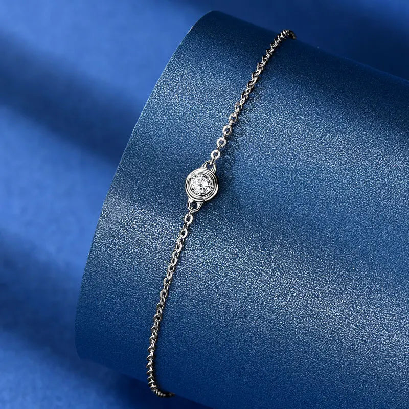 3mm Moissanite Jewelry Set 925 Sterling Silver Necklace Bracelet Stud Earrings