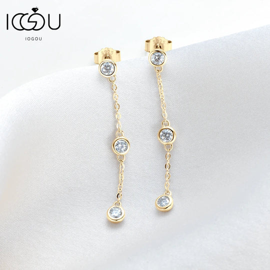 3mm VVS1 Moissanite Long Drop Tassel Earrings 925 Silver Bezel Set Dangle