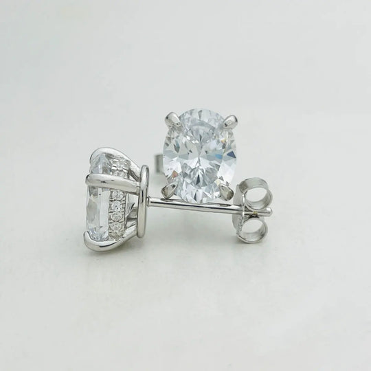 4 Ct Oval Moissanite Stud Earrings 925 Sterling Silver VVS D Color GRA