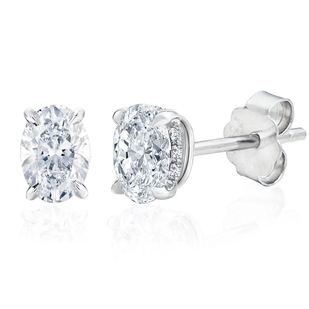 4 Ct Oval Moissanite Stud Earrings 925 Sterling Silver VVS D Color GRA