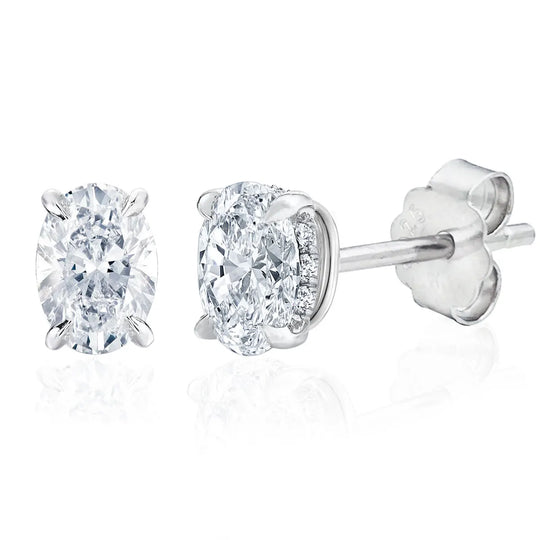 4 Ct Oval Moissanite Stud Earrings 925 Sterling Silver VVS D Color GRA