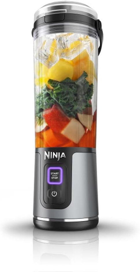 Ninja BC151NV Blast Portable Blender, Cordless, 18oz. Vessel, Personal Blender-for Shakes & Smoothies, BPA Free, Leakproof-Lid & Sip Spout, USB-C Rechargeable, Dishwasher Safe, Denim Blue (Renewed)
