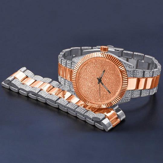 42mm CZ Stainless Steel Bling Watch For Men Women Dress