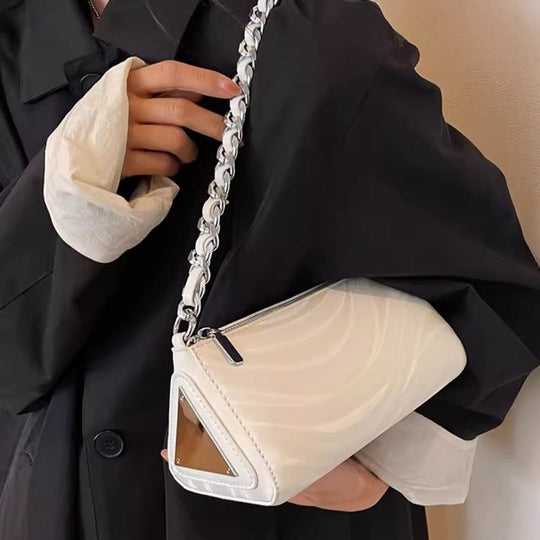 Women's versatile design crossbody bag, chain silver shoulder bag, small metallic purse crossbody