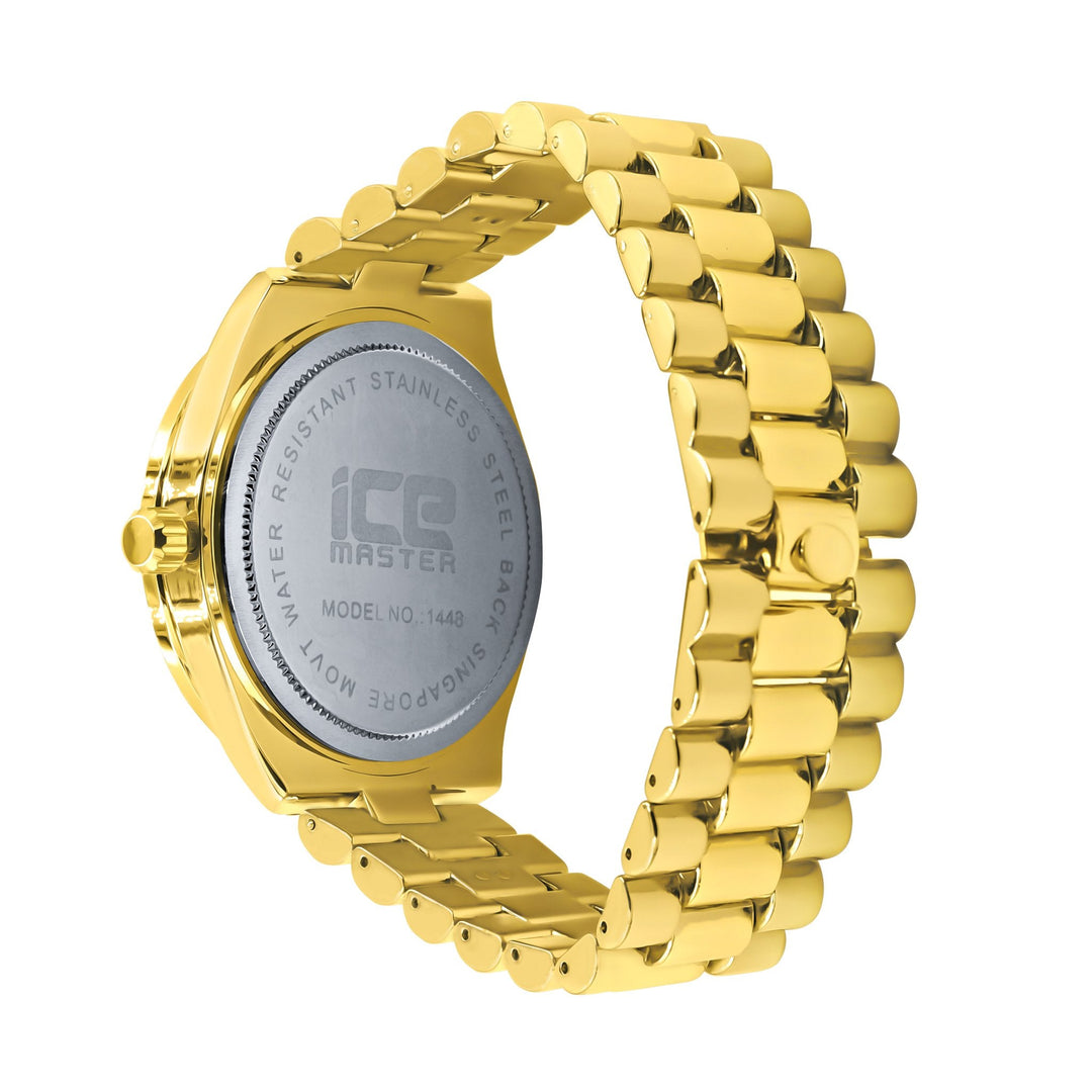 44MM CZ Iced Out Hip Hop Gold Alloy Quartz Watch Mens