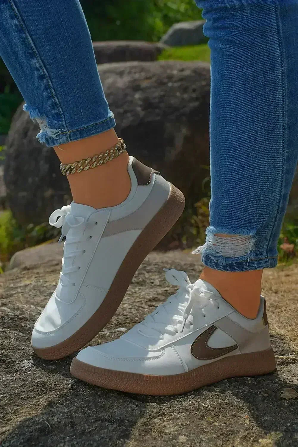 Navy Blue Sneakers - PU Leather Lace-Ups - Wholesale Comfort Shoes