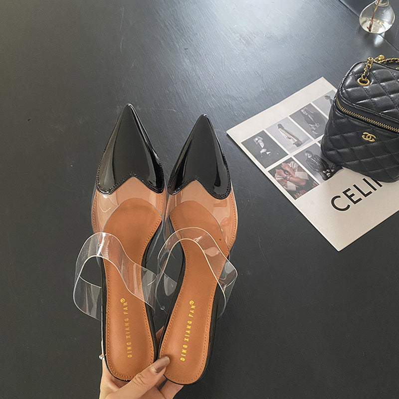 Women's Transparent Love Face Color-blocking Stiletto Heel High Heels