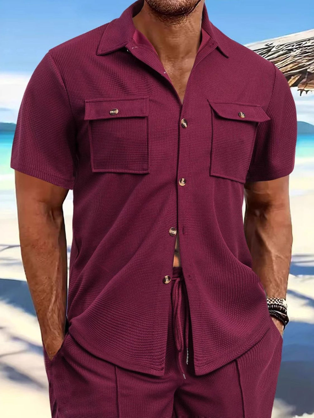 Men's Full Size Button Down Short Sleeve Shirt Plus Size
