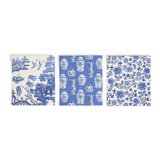 Chinoiserie Eco Kitchen Cloths - Biodegradable Cellulose Cotton, 3 Designs
