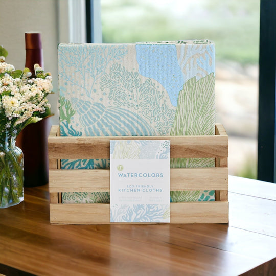 Biodegradable Kitchen Cloth Coastal Beach Style 70% Cellulose 30% Cotton