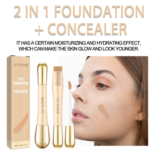 2 In 1 Foundation + Concealer, Blemish Print Natural Concealer Long-Lasting Makeup Invisible Pore Concealer