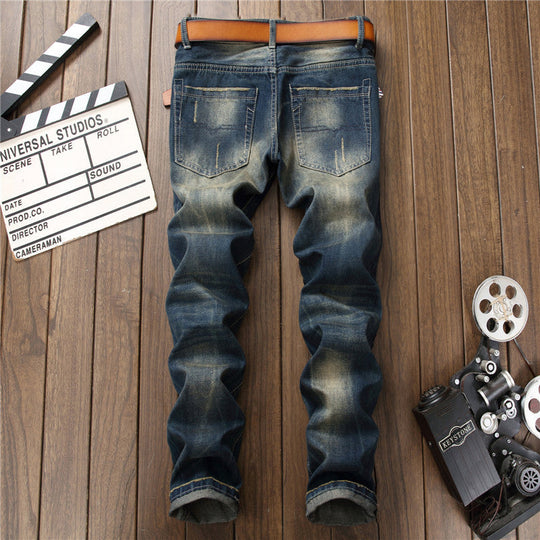 Ripped European And American Fashion Cool Trendy Straight Men's Pants