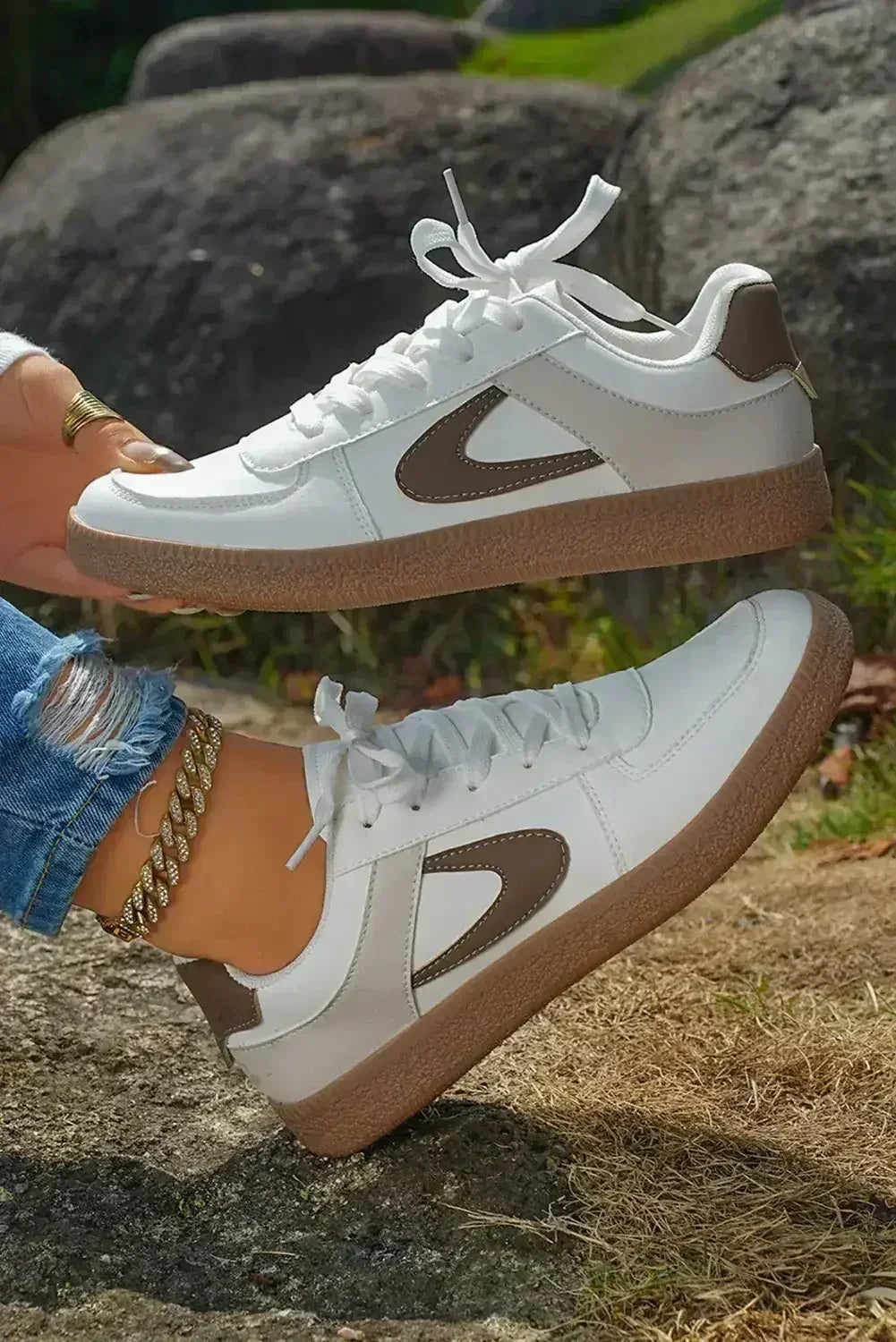 Navy Blue Sneakers - PU Leather Lace-Ups - Wholesale Comfort Shoes