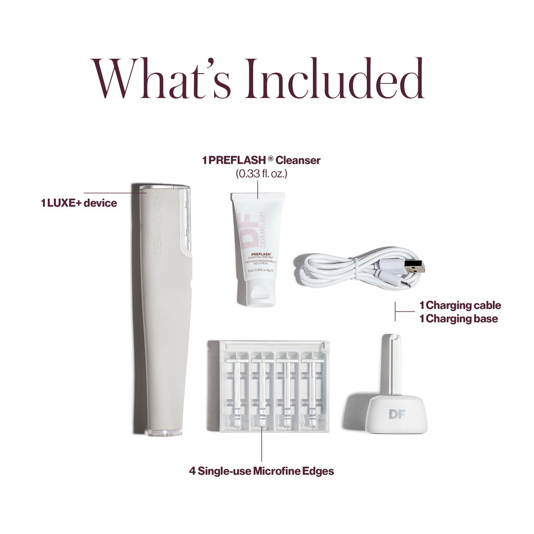 DERMAFLASH LUXE+ Sonic Dermaplaning Tool for Face Peach Fuzz Removal, Anti-Aging and Exfoliation, Stone