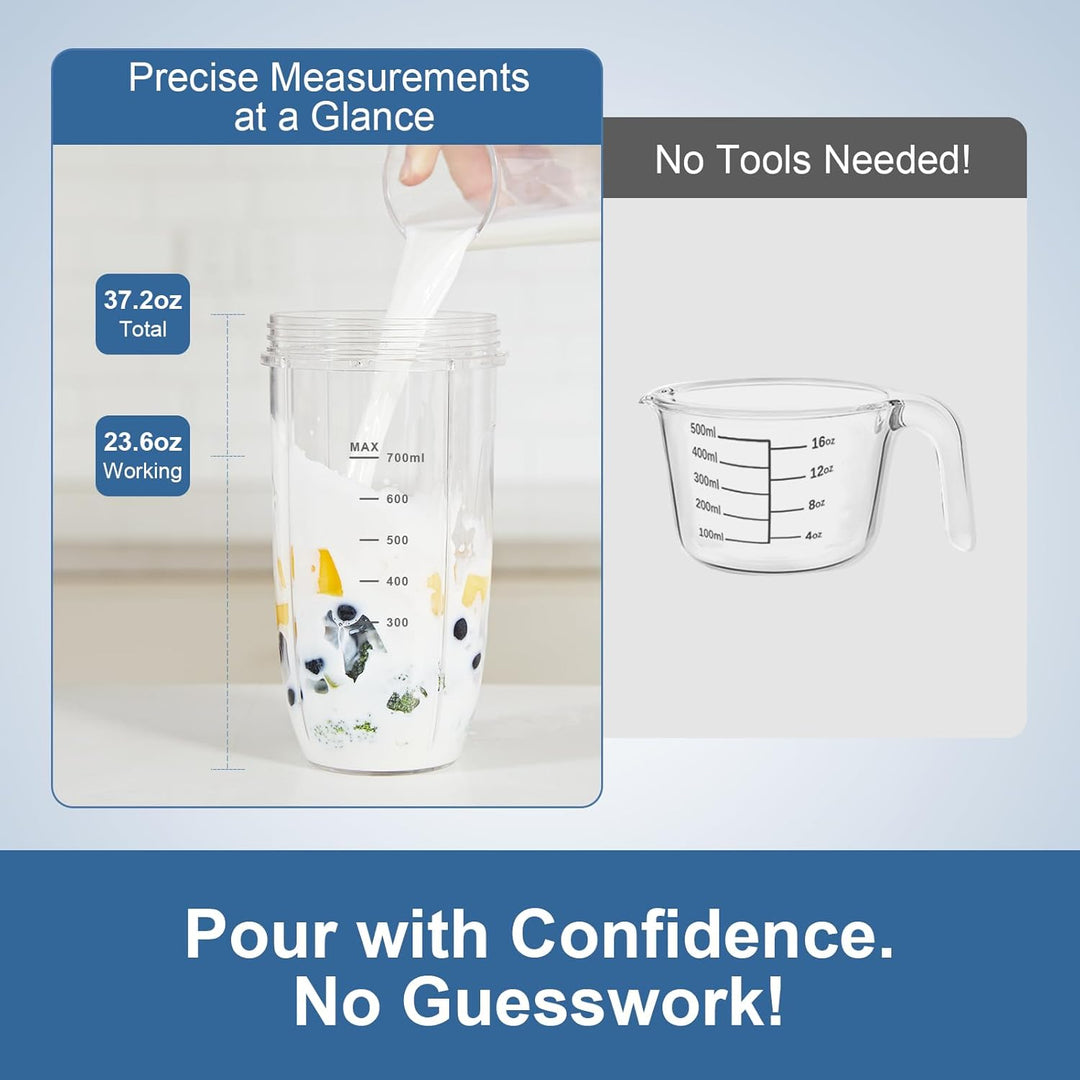 12-Piece Smoothie Blender Maker 25,000 RPM Personal Blender for Ice Crushing Smoothies & Frozen Drinks Nuts with 23oz, 32oz, 37oz Portable Cups Two 6-Leaf Stainless Steel Blades, Silver