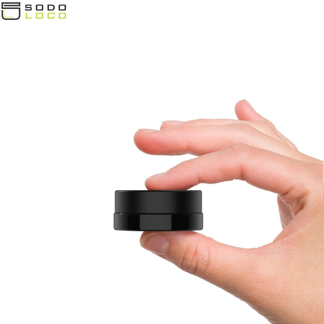 (90 Pack) 7ml Low Profile Thick Black Glass Jars with Black Lids - Airtight Containers for Oil, Lip Balm, Wax, Cosmetics