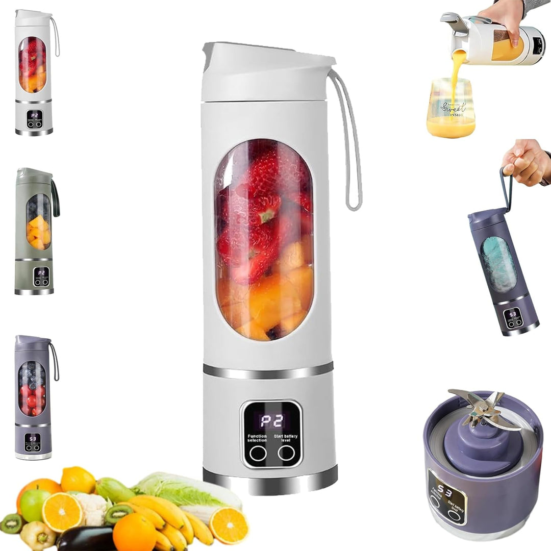 Digital Multimode Juicer Blender, Portable Blender Personal Electric,500ml Portable Juicer For Shakes And Smoothies, Best For Home & Travel (2PCS White Army Green)