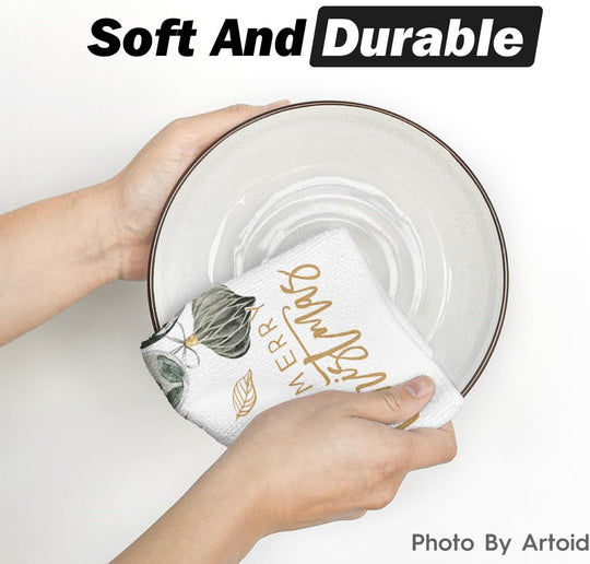 Artoid Mode Green Xmas Tree Ornament Christmas Kitchen Towels Dish Towels, 18x26 Inch Farmhouse Holiday Snowflake Winter Decoration Cleaning Set of 4