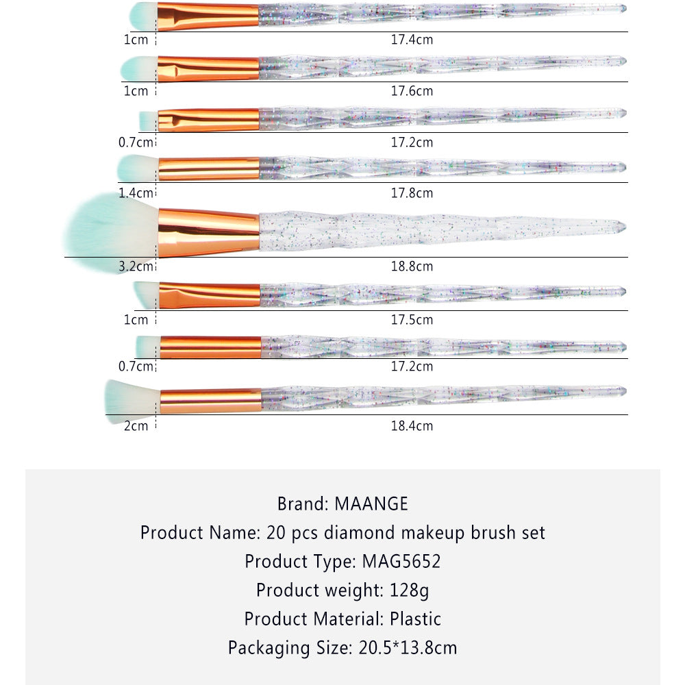 Diamond Makeup Brush Set (20 Pcs)