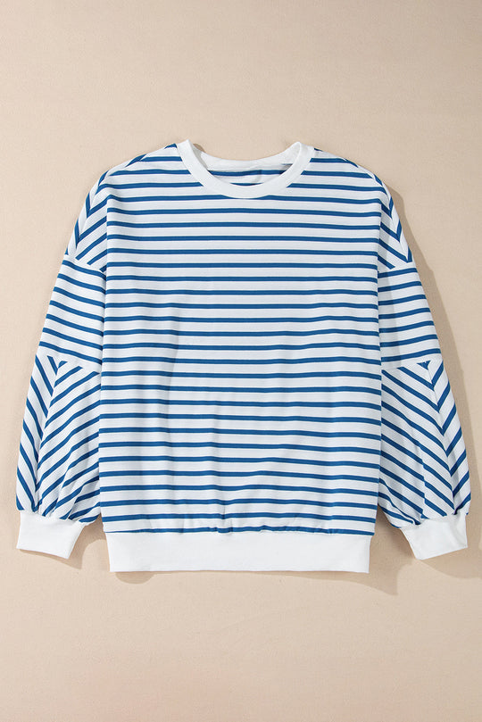 Stripe Drop Shoulder Crewneck Sweatshirt