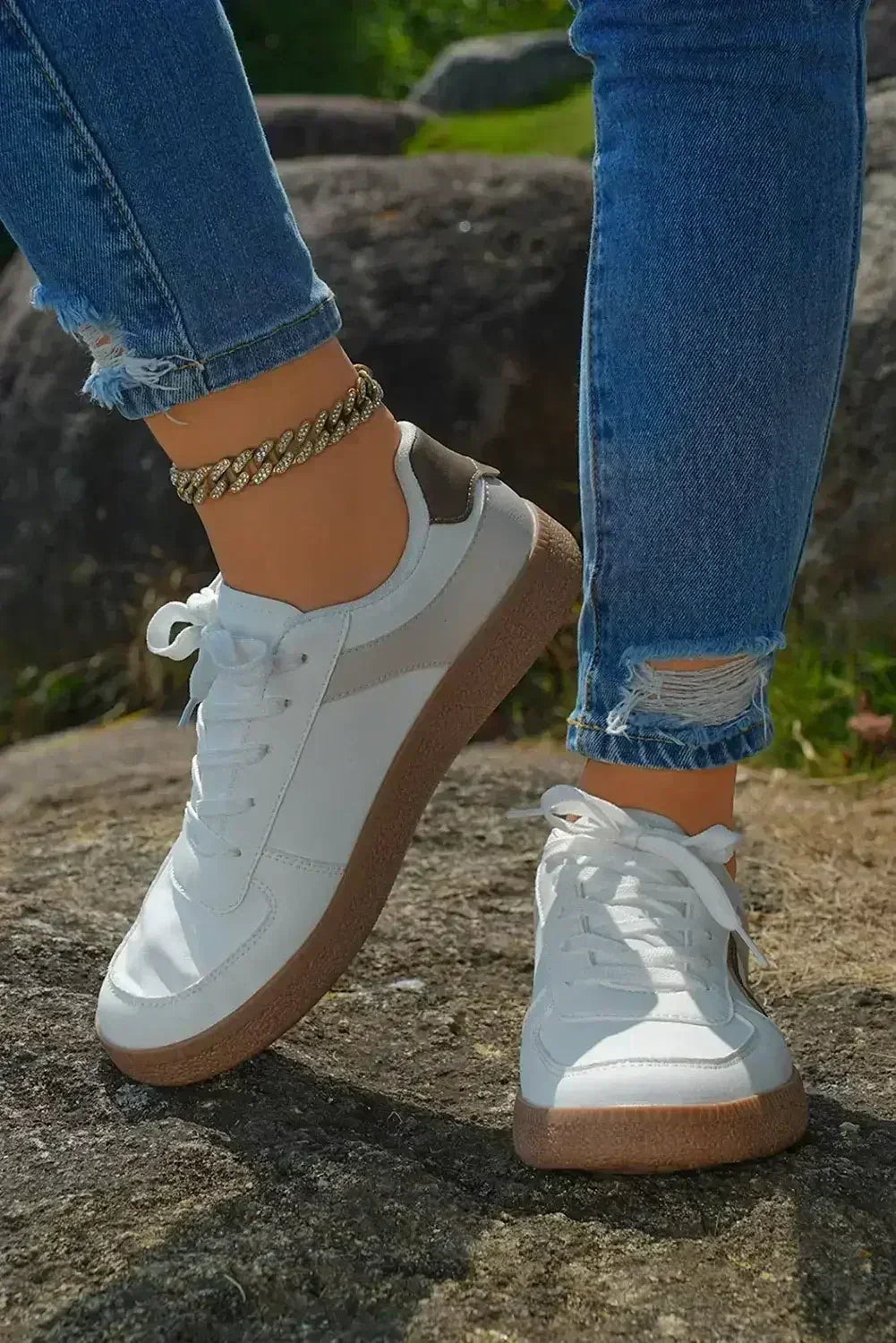 Navy Blue Sneakers - PU Leather Lace-Ups - Wholesale Comfort Shoes