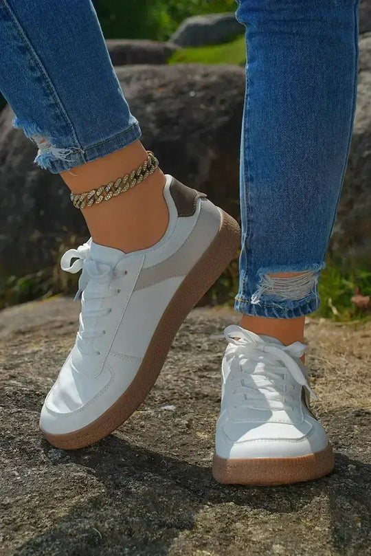 Navy Blue Sneakers - PU Leather Lace-Ups - Wholesale Comfort Shoes