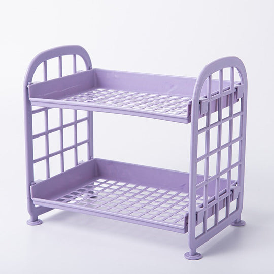 Double Storage Rack Kitchen Small Shelf Desktop Storage Rack Bathroom Sink Plastic Organizing Rack