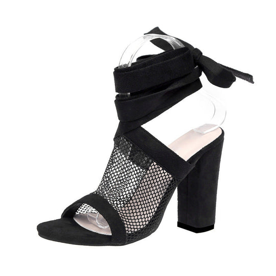 Women's Bandage Fish Mouth Net High Heels