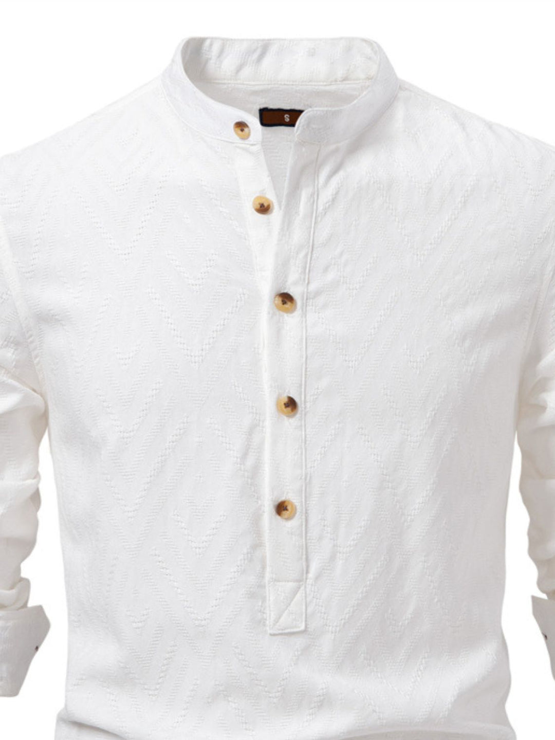 Men's Half Button Geometric Texture Collared Neck Shirt