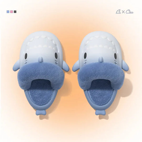 Winter Plush Shark Slippers Boys Men - # BOAA73410003