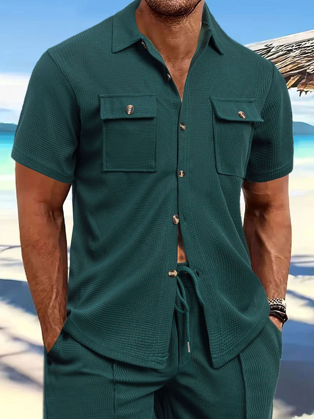 Men's Full Size Button Down Short Sleeve Shirt Plus Size