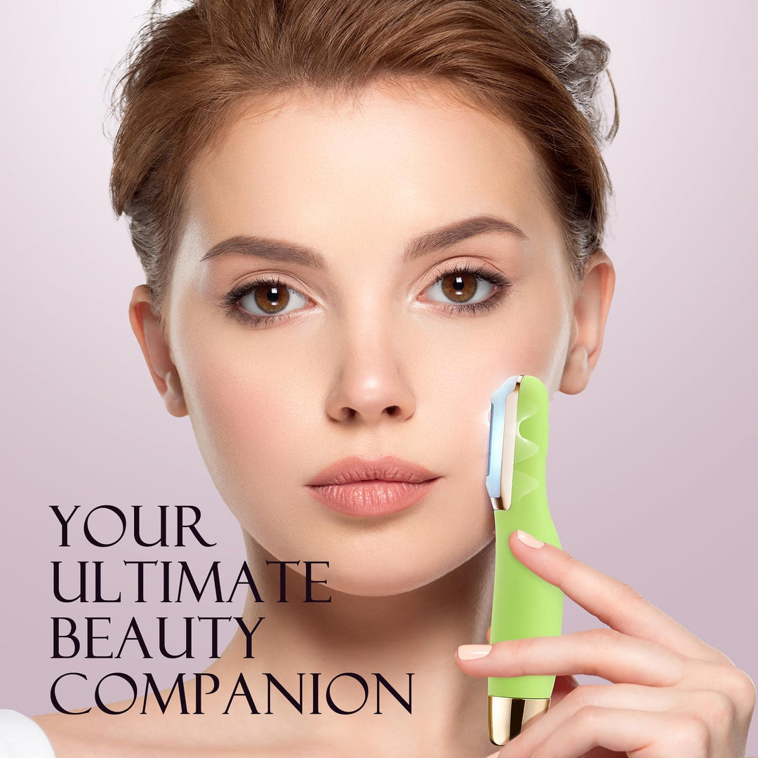 Dermaplane Razor for Women Face, Dermaplaning Tool for Exfoliating and Peach Fuzz, Facial Hair Removal with Sonic Edge Technology Beauty Tool with Wireless Charging & 16 Replaceable Blades(Green)