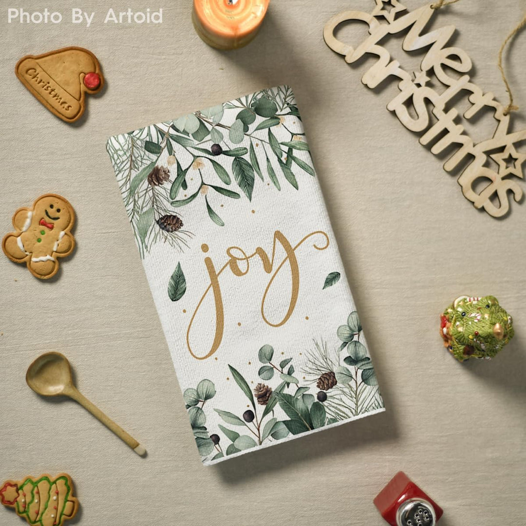 Artoid Mode Green Xmas Tree Ornament Christmas Kitchen Towels Dish Towels, 18x26 Inch Farmhouse Holiday Snowflake Winter Decoration Cleaning Set of 4