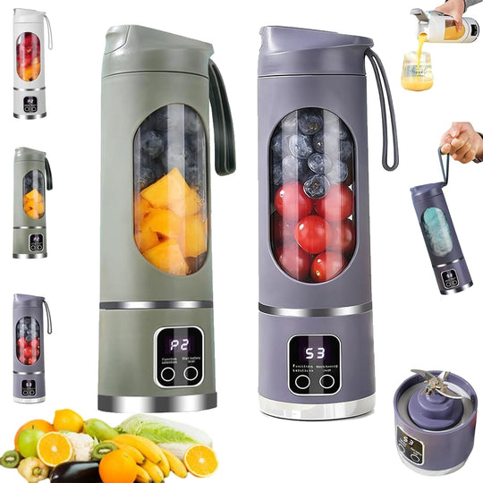 Digital Multimode Juicer Blender, Portable Blender Personal Electric,500ml Portable Juicer For Shakes And Smoothies, Best For Home & Travel (2PCS White Army Green)