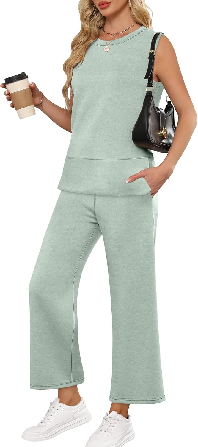 ANRABESS Women's 2 Piece Outfits 2025 Summer Beach Vacation Clothes Fall Travel Casual Lounge Matching Sets Sweatsuits