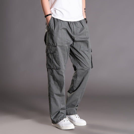 Men's Pants Korean Style Loose Straight Leg Cargo Pocket