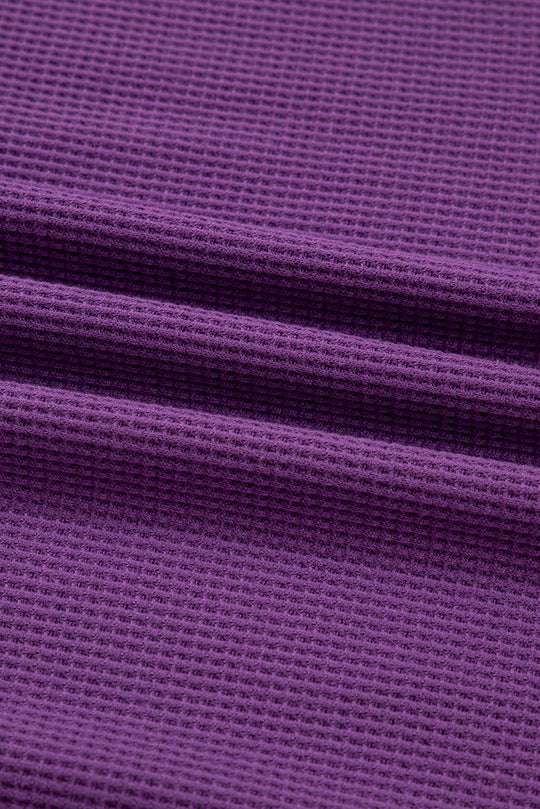 Solid Ribbed Raw Seam Patchwork Drop Shoulder Sweatshirt