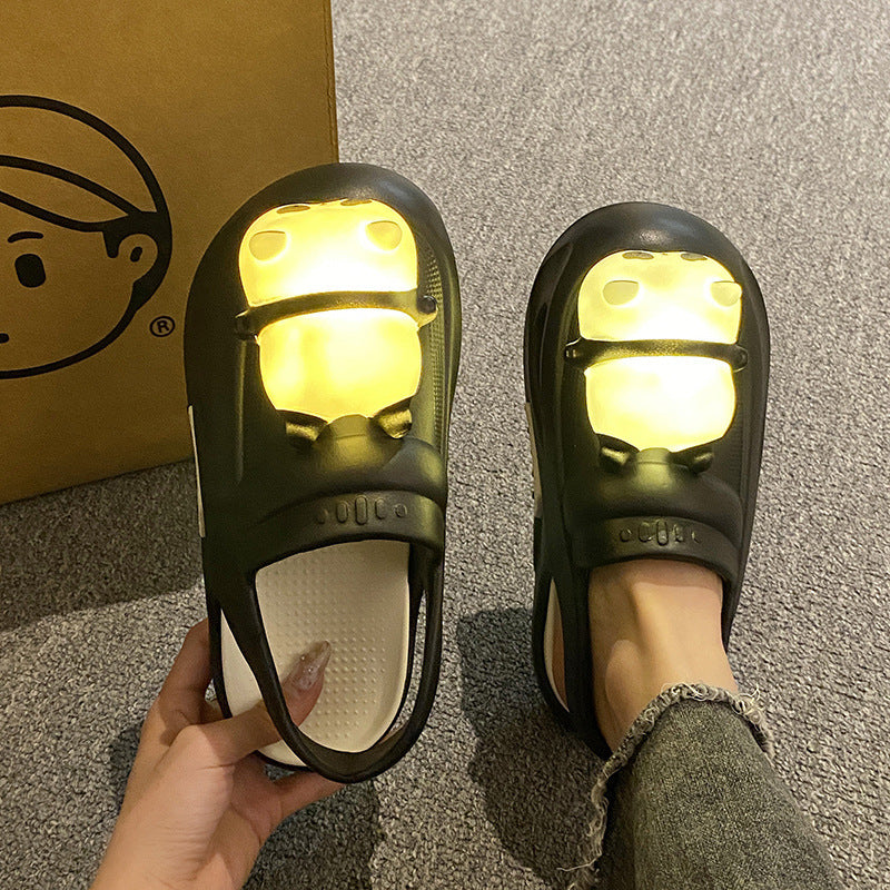 Cute Slipper With Panda Lamp Summer Sandals Femme Light Funny Woman Slippers Shoes Women